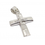Λευκόχρυσος σταυρός κ14 με έξτρα λευκόχρυσο σταυρό με καρφωμένα ζιργκόν (code A1699)